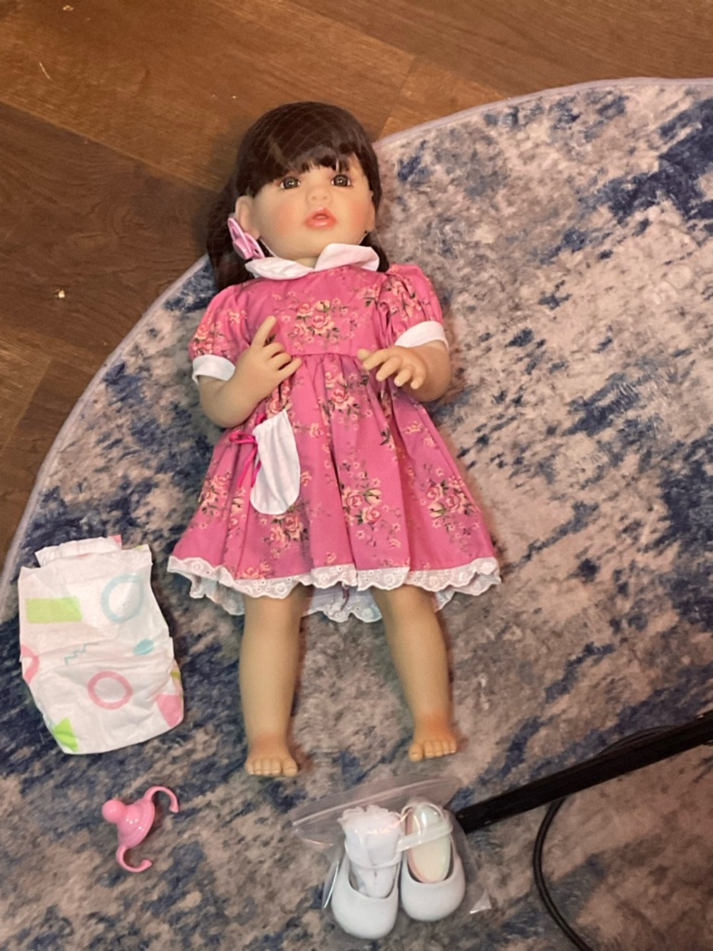 Pink Floral Baby Doll with Dress and Accessories